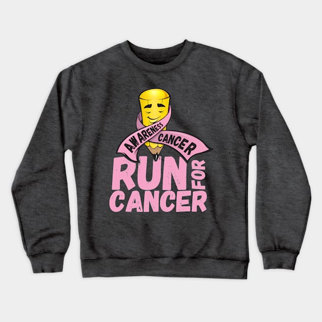 Run for Cancer, Cancer Awareness Crewneck Sweatshirt by TheophilusMarks